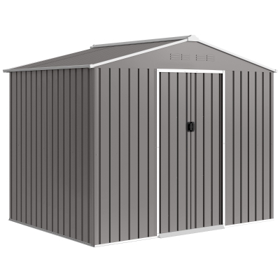 Outsunny Casetta da Giardino in Acciaio 2.3x1.7m Grigio
