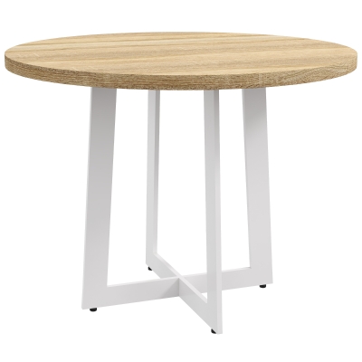 HOMCOM Tavolo Rotondo Moderno 4 Persone Ø100x75cm Legno e Bianco