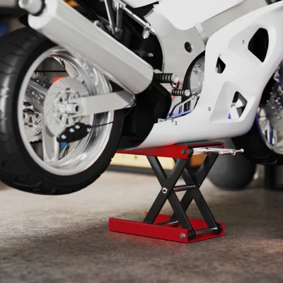 DURHAND 500KG Steel Motorbike Lift Jack Hoist Stand Red/Black