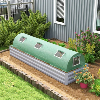 Outsunny Invernadero Pequeño para Cultivo de Plantas con 5 Ventanas Marco de Acero y Cubierta de PE Anti-UV 300x80x45 cm Verde