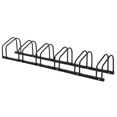HOMCOM Bike Stand Parking Rack - Floor or Wall Mount Bicycle Cycle Storage Locking Stand, 179L x 33W x 27H, 6 Racks, Black