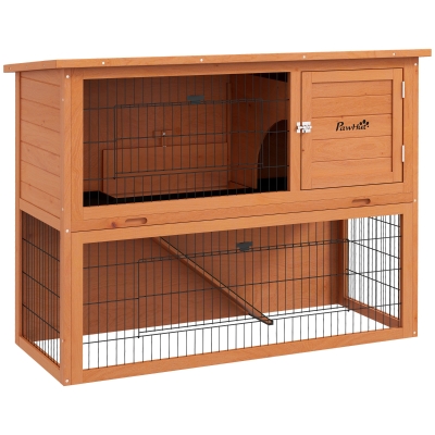 PawHut Gabbia per 1-2 Conigli da Esterno 2 Livelli in Legno