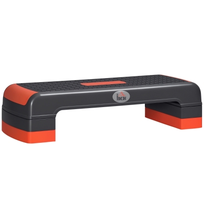 HOMCOM Plataforma Step para Deporte y Gimnasia con Altura Regulable en 10/15/20 cm Carga 150 kg 78x28x20 cm Gris y Rojo