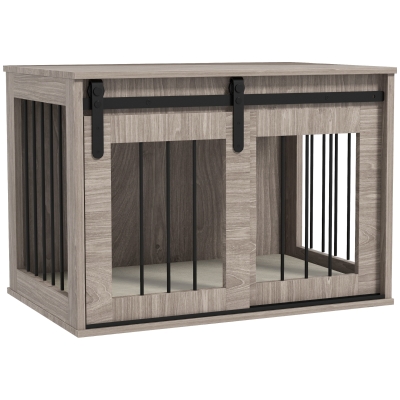 PawHut Dog Crate Furniture with Cushion 80x54cm - Brown