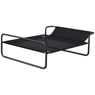 PawHut Lit Chien Surélevé Tissu Noir 91x69x29cm