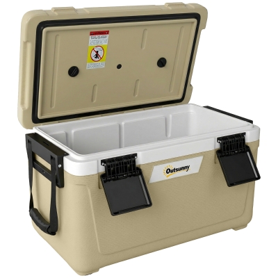 Outsunny Box Frigo Portatile 42.6L con Maniglia, Colore Cachi