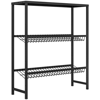 HOMCOM Lagerregal, höhenverstellbar, stabiles Metall, platzsparendes Design, 210 kg belastbar, Schwarz