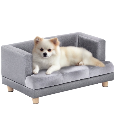PawHut Dog Sofa Bed Elevated Pet Chair Grey