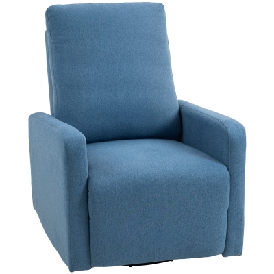 HOMCOM Poltrona Relax Reclinabile Manualmente e Girevole Blu