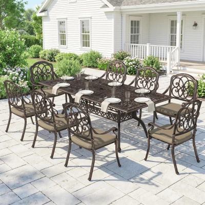 Outsunny 9-Piece Cast Aluminium Dining Set Bronze Patio