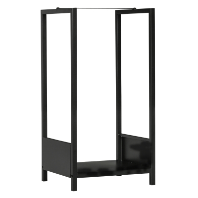 Outsunny Kaminholzregal, bis 50 kg, pulverbeschichteter Stahl, In- & Outdoor, schwarz, 39 x 35 x 76 cm