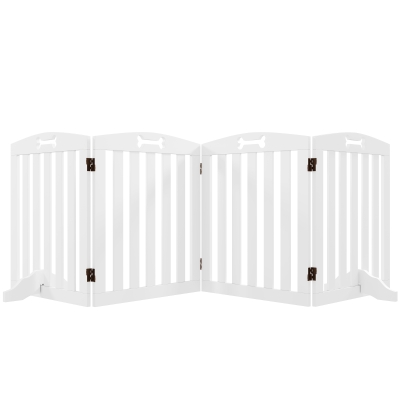 PawHut Barrière Autoportante Chiens Blanc 207,5x30x61 cm