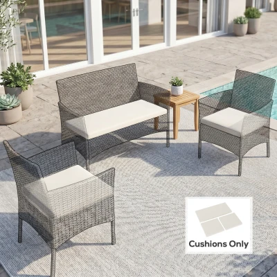 Outsunny Rattan Furniture Cushion Set 3 PCs Cream White