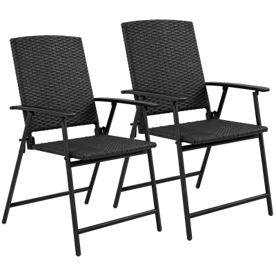 Rattan Chair Set 58cm x 61cm x 94cm Black