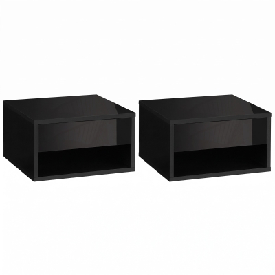 HOMCOM Wall-Mounted Bedside Table Black 37x32cm Set of 2