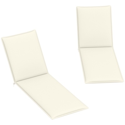 Outsunny 2 Cojines para Tumbonas de Jardín con Protección UV Resistentes a Salpicaduras 193x58x6 cm Crema