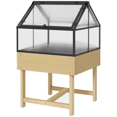 Outsunny Mini Serre Bois Sapin 60x57cm Polycarbonate