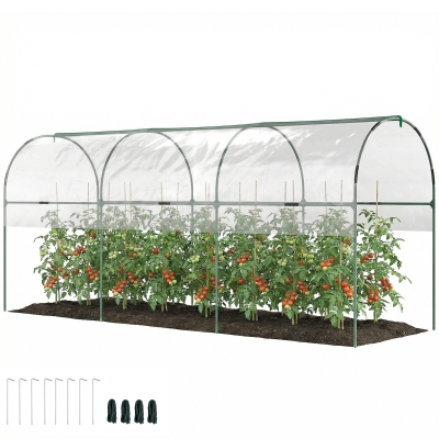 Outsunny Serre Jardin 4 Arceaux Acier PVC Vert 4x1,23x1,71m