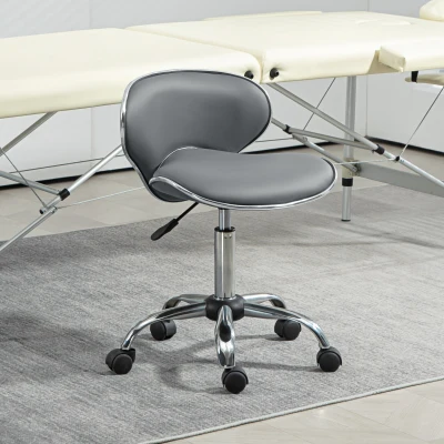 HOMCOM Tabouret Pivotant Gris Hauteur Réglable 44-56 cm
