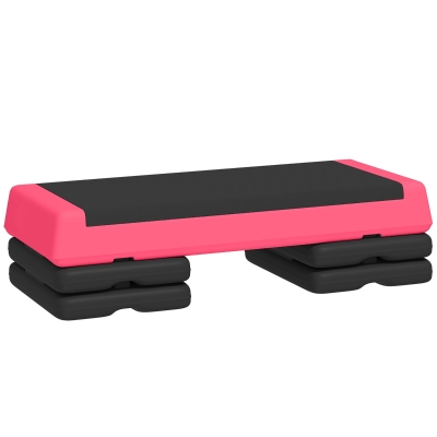 SPORTNOW Aerobic‑Step rutschfester Fitness‑Step höhenverstellbar 3 Stufen 77x36x20,5 cm Rosa und Schwarz