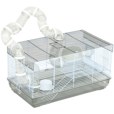 PawHut Cage Hamster Tunnel Accessoires Gris 58x32x31cm