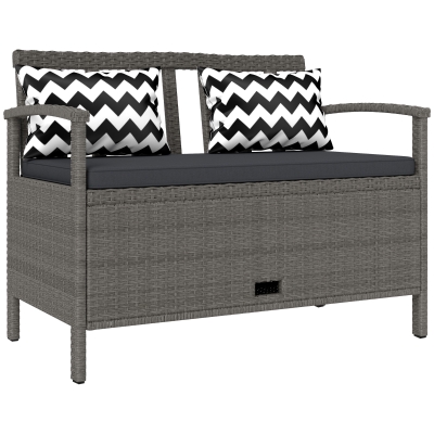 Rattan Storage Bench 112W x 62D x 82Hcm Grey