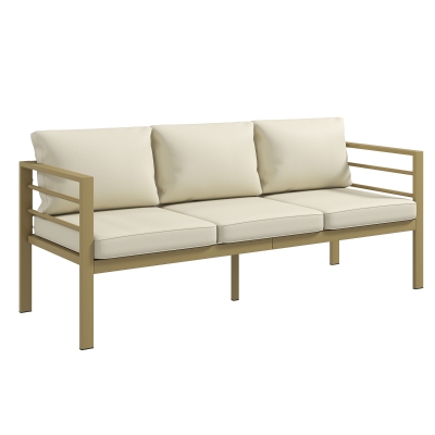 Outsunny 3-Seater Garden Bench Sofa with Cushions 185cm Cream White