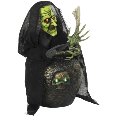 HOMCOM Geanimeerde Halloween-tafelheks met lachgeluid, verlichte ogen en geluid-/aanraakactivatie