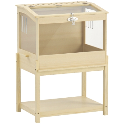 PawHut Cage Hamster Bois Surélevée avec Rangement 83x50x103cm
