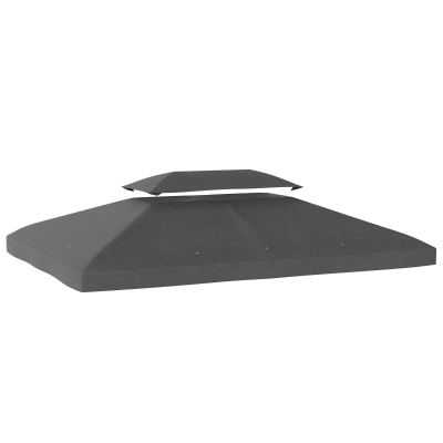 Outsunny Toldo de Recambio 4x3 m con Techo Doble Orificios de Drenaje y Protección UV Solo Toldo NO Incluye Marco Gris Oscuro