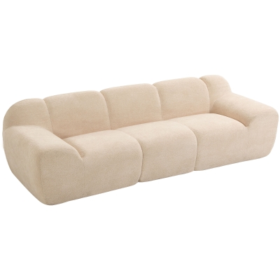 HOMCOM Sofá de 3 Plazas de Chenilla 233 cm Asiento Amplio y Profundo Reposabrazos Anchos Sin Montaje Beige