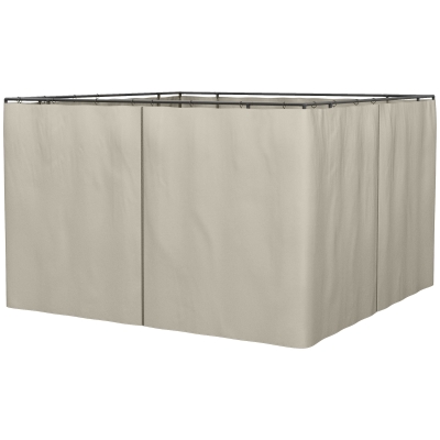 Outsunny 4 Paredes Laterales para Cenador 302x205 cm con 40 Ganchos y Anillos en C para Pérgola Gazebo Beige