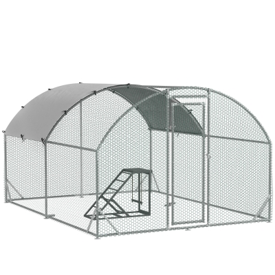 PawHut Walk-In Chicken Run with Shelf & Cover 2.8x3.8m