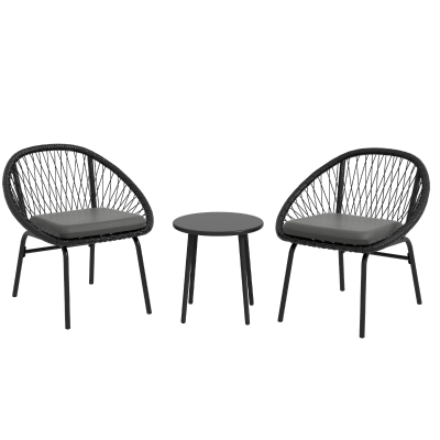 Outsunny Rattan Bistro Set 3-Piece Black