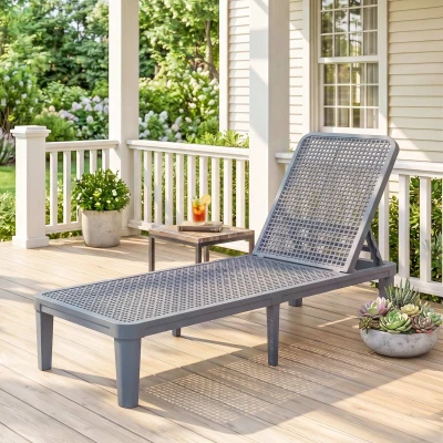 Outsunny Adjustable Sun Lounger Plastic Dark Grey
