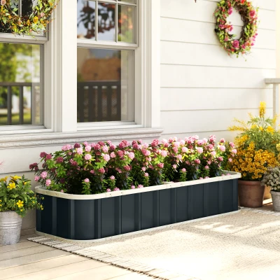 Outsunny Metal Raised Garden Bed 5x2x1ft Dark Grey