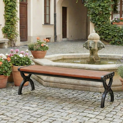 Outsunny Banc Extérieur 2 Places Métal et Bois 124x39x39 cm
