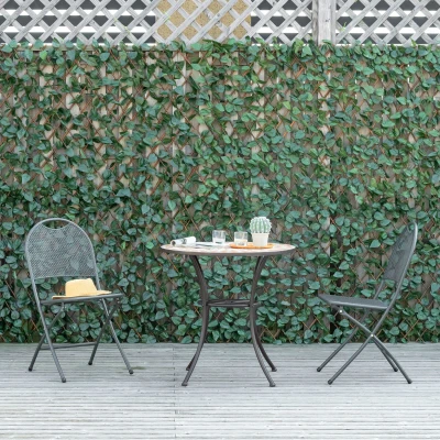 Outsunny Haies Artificielles Lierre 200x100cm Polyester Osier Vert