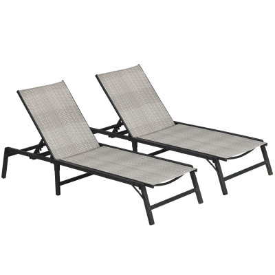 Rattan Sun Lounger 183cm x 62cm x 32cm Light Grey