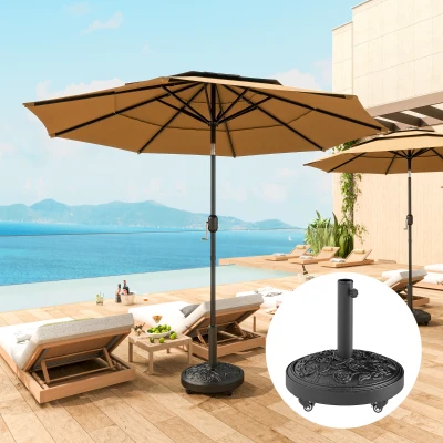 Outsunny Pied de Parasol 21kg Résine avec Roues Noir