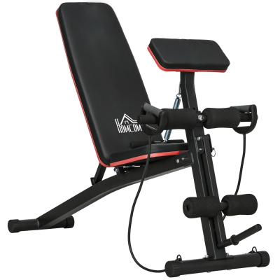 HOMCOM Foldable Weight Bench, Adjustable Strength Training Sit Up Ab Bench, Incline/Decline, Red