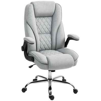 HOMCOM Chaise Bureau Ergonomique Réglable Accoudoirs Gris