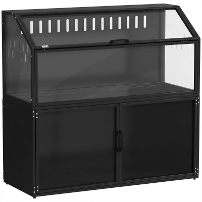 PawHut Cage Hamster Acier Noir avec Armoire de Rangement