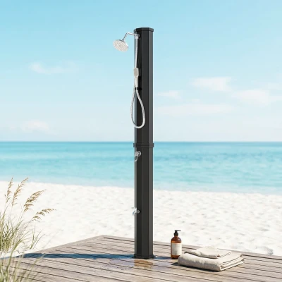 Outsunny Douche Solaire 60L Jardin Piscine Tête Douchette Noir