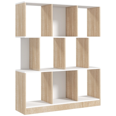 HOMCOM Bücherregal Standregal Büroregal Aktenregal für Büro Wohnzimmer Arbeitszimmer Spanplatte Natur+Weiß 100 x 27 x 124 cm