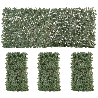 Outsunny Haies Artificielles Lierre 200x100cm Polyester Osier Vert