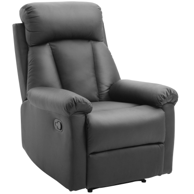 HOMCOM Sillón Relax Reclinable hasta 150° Tapizado en PU Butaca de Salón con Reposapiés Retráctil Respaldo Alto Resposabrazos para Dormitorio 80x97x107 cm Negro