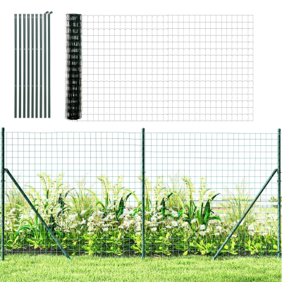 Grillage Soudé 10x2m Poteaux Acier PVC Vert