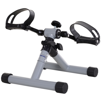 HOMCOM Mini Heimtrainer Beintrainer Fitness Pedaltrainer Armtrainer faltbar Mini-Bike stufenloser Widerstand für Hilfsrehabilitation und Mobilität Stahl Silbergrau 33 x 34 x 32 cm