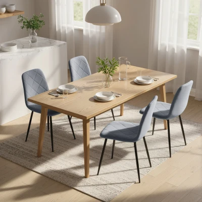 HOMCOM Conjunto de 4 Cadeiras de Jantar Modernas Cadeiras de Cozinha Estofadas em Veludo com Pés de Aço 45x54x87 cm Cinza